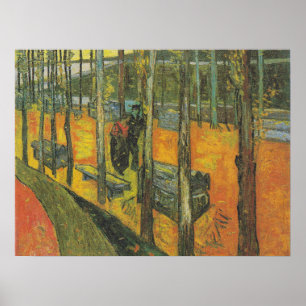 Vintage Van Gogh Orange Herbst Park Landschaft Poster