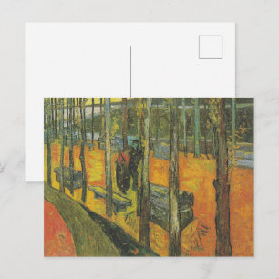 Vintage Van Gogh Orange Herbst Park Landschaft Postkarte