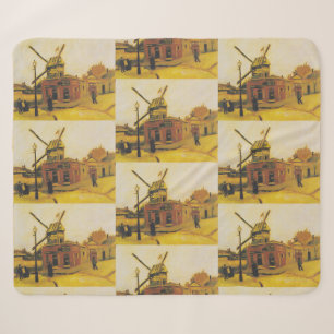 Vintage Van Gogh Paris Windmill-Gemälde Sherpadecke