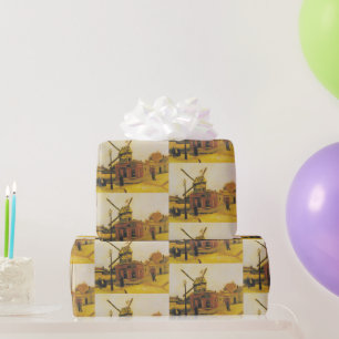 Vintage Van Gogh Paris Windmühle Malerei Geschenkpapier