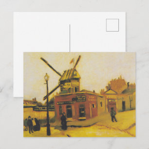 Vintage Van Gogh Paris Windmühle Malerei Postkarte
