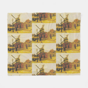 Vintage Van Gogh Paris-Windmühlen-Gemälde Fleecedecke