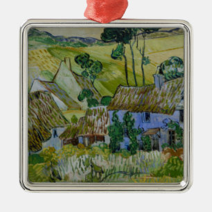Vintage Van Gogh Reetgedeckte Cottages an einem Hü Ornament Aus Metall
