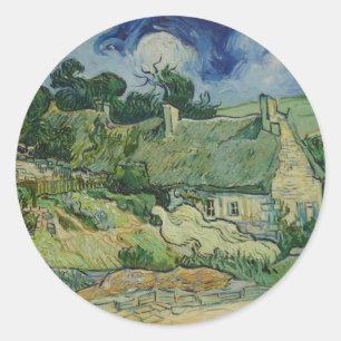 Vintage Van Gogh Reetgedeckte Cottages in Cordevil Runder Aufkleber
