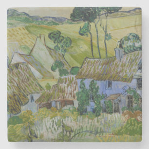 Vintage Van Gogh Reetgedeckte Hütten an einem Hüge Steinuntersetzer