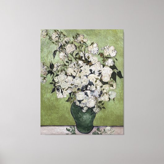 Vintage Van Gogh Roses in einer Vase Leinwanddruck (Vorderseite)