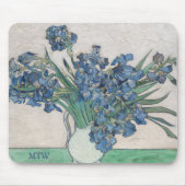 Vintage Van Gogh Schwertlilien mit Ihrem Monogramm Mousepad (Vorne)