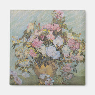 Vintage Van Gogh Vase mit rosa Rosen Magnet