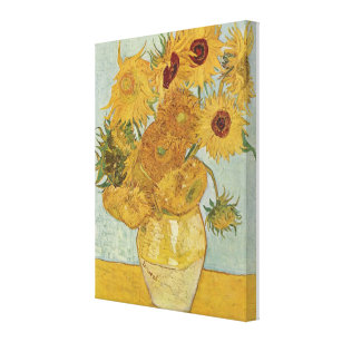 Vintage Van Gogh Vase mit zwölf Sonnenblumen Leinwanddruck