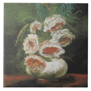 Vintage Van Gogh Vasen-Pfingstrosen Fliese