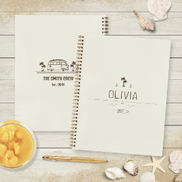 Vintage Van Life Coastal Sand Surfer Road Trip Notizblock