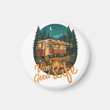 Vintage Van Life Good Life Adventure Camping Badge