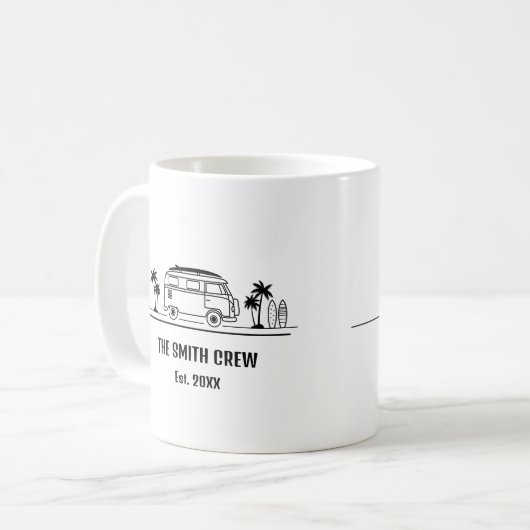 Vintage Van Life Surfer Crew Kaffeetasse (Vorderseite Links)