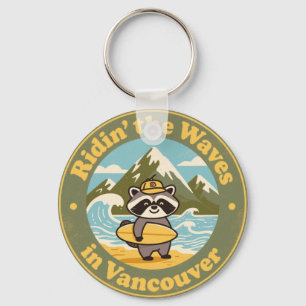 Vintage Vancouver Waschbär Surfer Schlüsselanhänger