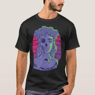 Vintage Vaporwave-Halbfrau Halbskelett tot qu T-Shirt