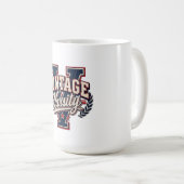 Vintage Varsity abgenutzter Blockbuchstabe V Kaffeetasse (VorderseiteRechts)