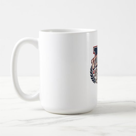 Vintage Varsity abgenutzter Blockbuchstabe V Kaffeetasse (Links)