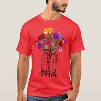Vintage Vase der farbigen Wildblume Schmetterling T-Shirt