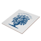 Vintage Vase Flower Blue Chinoiserie  Fliese (Seite)