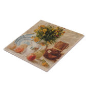 Vintage Vase mit Blume Kaffee und Obst Fliese (Seite)