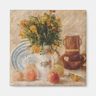 Vintage Vase mit Blume Kaffee und Obst Magnet