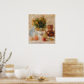 Vintage Vase mit Blume Kaffee und Obst Poster (Küche)