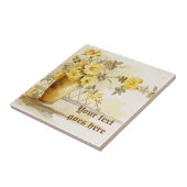 Vintage Vase mit gelben Rosen, Aquarell Fliese (Seite)