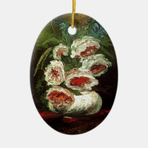 Vintage Vase mit Peonies, Vincent van Gogh. Keramik Ornament