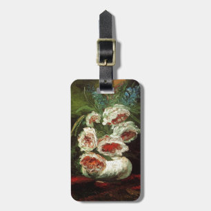 Vintage Vase mit Pfingstrosen, Vincent van Gogh. Gepäckanhänger