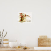 Vintage Vase mit rote Rosen Aquarelldruck Poster (Küche)