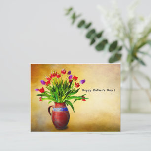 Vintage Vase und Blume am Muttertag Feiertagspostkarte