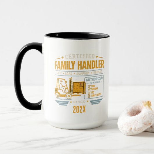 Vintage-Vater-Schwerlaststapler Tasse (Mit Donut)