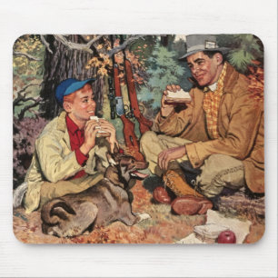 Vintage-Vater-Sohn-Jagdfoto-Picknick-Mauspad Mousepad