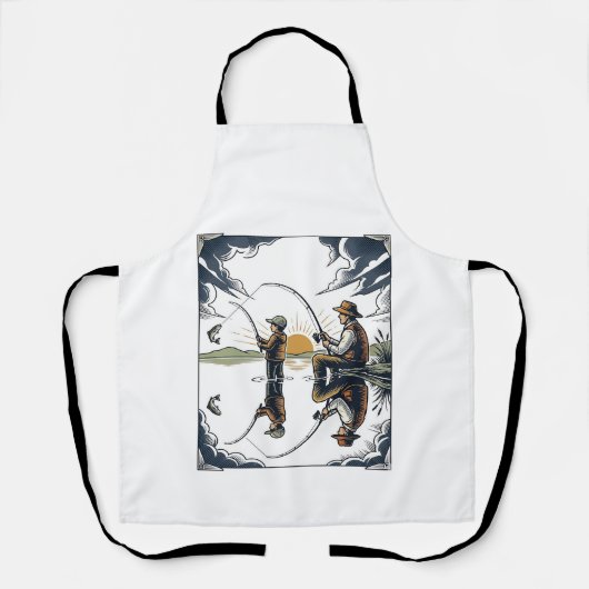 Vintage Vater und Kind Angelgravur-Shirt D Schürze (Vorderseite)