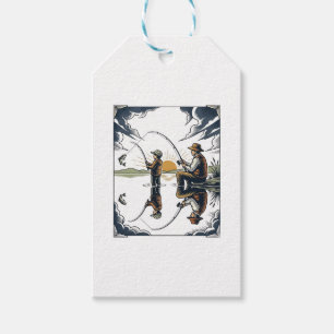 Vintage Vater und Kind Angelschnitzerei-Shirt D Geschenkanhänger