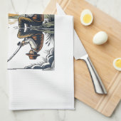 Vintage Vater und Kind Angelschnitzerei-Shirt D Geschirrtuch (Viertel Falte)