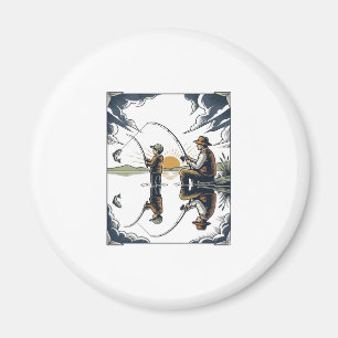 Vintage Vater und Kind Angelschnitzerei-Shirt D Magnet