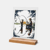 Vintage Vater und Kind Angelschrift T-Shirt D Acrylschild (Winkel)