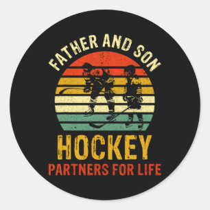 Vintage-Vater und Sohn Hockey-Partner fürs Leben V Runder Aufkleber