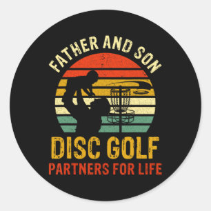 Vintage Vater- und Son-Disk-Golfpartner für Life-F Runder Aufkleber