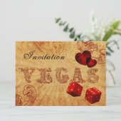 Vintage Vegas-Hochzeit bei Würfen Einladung (Stehend Vorderseite)