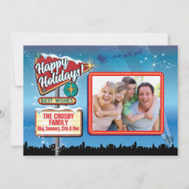 Vintage Vegas Neon Weihnachtskarten signieren Einladung