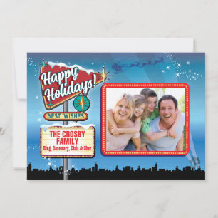 Vintage Vegas Neon Weihnachtskarten signieren Einladung