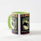Vintage Vegetable Topper Label, Art Deco Romance Tasse (Vorderseite Links)