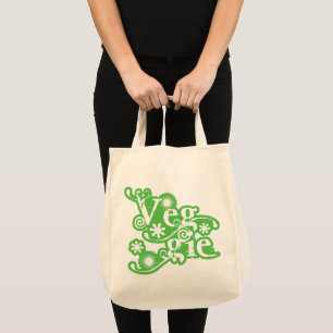 Vintage Veggie © Für Vegetarier Vegans Tote Beutel Tragetasche
