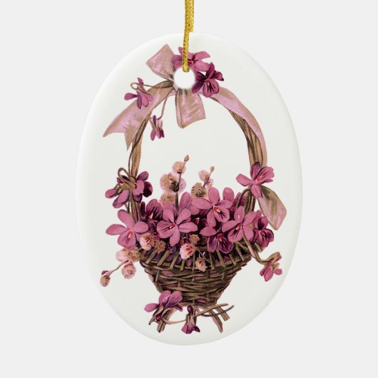 Vintage Veilchen und Bogen-Verzierung Keramikornament (Vorne)