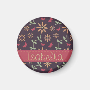 Vintage-Vektor-Blumenmuster mit Namen Magnet