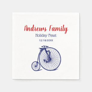 Vintage Velocipede Penny Farthing Fahrrad Blau Serviette