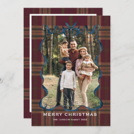 Vintage Velvet Christmas Red Bow Coquette 5 Photo Feiertagskarte