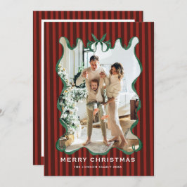 Vintage Velvet Christmas Red Bow Coquette 5 Photo Feiertagskarte